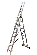 Лестница алюминиевая трёхсекционная GTM KME309 (3x9 ступенек 2.45-5.69 м)