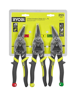 Ножницы по металлу RYOBI (3шт) (левые, правые, прямые)