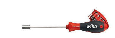 Отвертка Wiha W32901 длинная с магазином стандартных бит 25мм