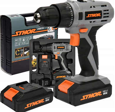 Аккумуляторный дрель шуроповерт STHOR 18V 78972