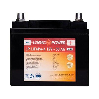 Аккумулятор для автомобиля литиевый LP LiFePO4 12V - 50 Ah (+ справа, обратная полярность) пластик