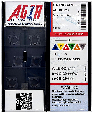 Твердосплавная пластина токарная AGIR CCMT 09T304-CM APK1035YB