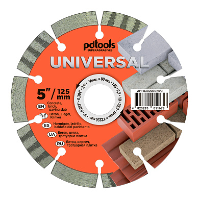 Круг алмазный отрезной PDTools 1A1RSS 125 UNIVERSAL для ручного инструмента