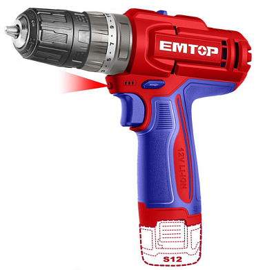 Дрель-шуруповерт аккумуляторный EMTOP ECIDL12206 (без ЗУ)