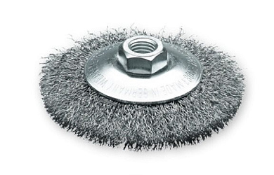 Щетка коническая Lessmann 422367 100x10 мм, из нержавеющей гофрированной проволоки 0,30 мм, М14х2,0