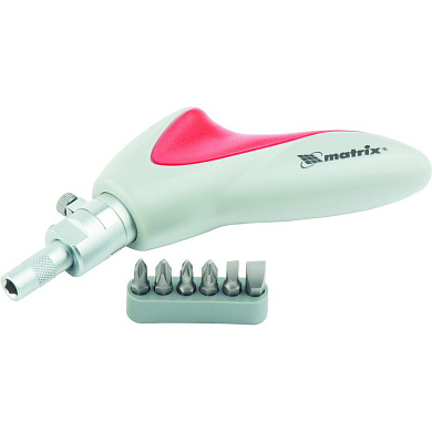 MTX Викрутка реверсивна, пістолетного типу, силовий елемент під ключ, набір біт, CrV, 6 шт.