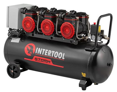 Компрессор безмасляный INTERTOOL PT-0041 (100 л, 3х1.5 кВт, 220 В, 8 атм, 750 л/мин)